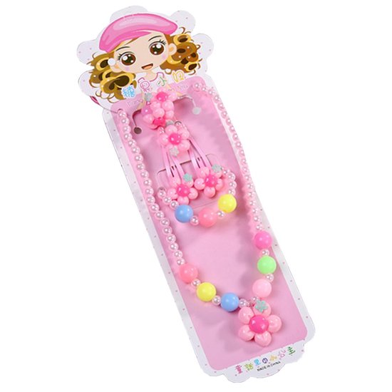 Fako Bijoux® - Set de Bijoux pour enfants pour enfants - Collier et bracelet pour enfants - Plastique - Fleurs - Rose clair