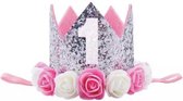 Verjaardag Kroon 1 Jaar - Hoed - Baby Meisje- Kroon - Muts - Verjaardagskroon - Versiering - Jarig - Eerste Verjaardag - Meisje | Zilver