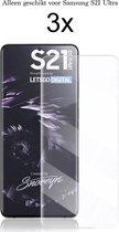 Samsung S21 Ultra Screenprotector UV - Beschermglas Samsung Galaxy S21 Ultra Screen Protector Glas - 3 stuks