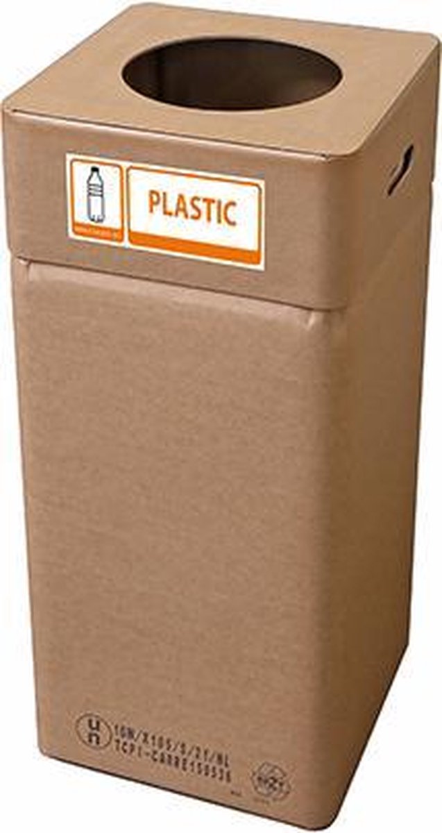 Afvalbak karton, Afvalbox plastic (hoog 80 cm herbruikbaar)