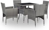 Medina 5-delige Tuinset poly rattan en glas grijs