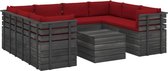 Medina 9-delige Loungeset met kussens pallet massief grenenhout