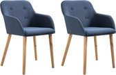 Medina Eetkamerstoelen 2 st stof en massief eikenhout blauw