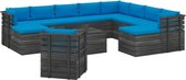 Medina 12-delige Loungeset met kussens pallet massief grenenhout