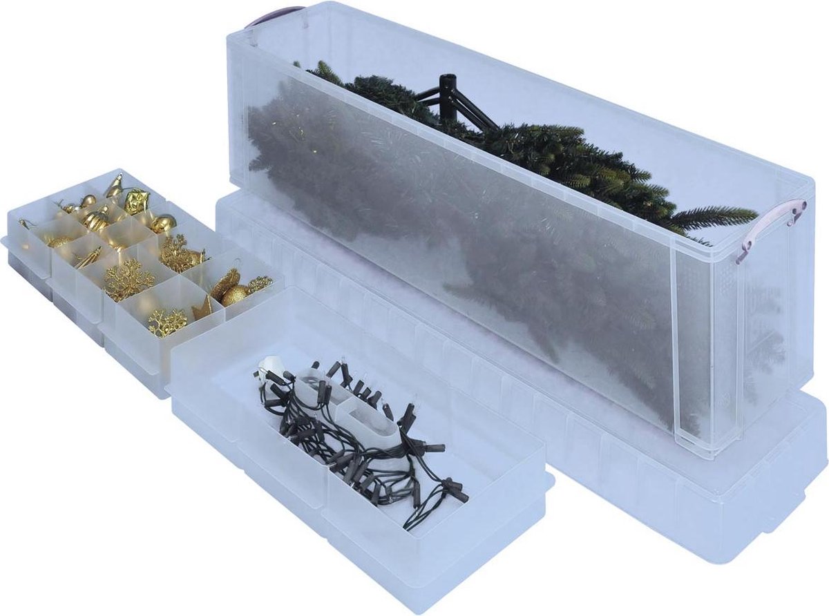 Really Useful Box 77 liter met 2 dividers, transparant