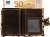 Mini wallet RFID tijgerprint – Leren pasjeshouder met vacht – Kleine portemonnee anti-skim – Cardprotector met brief- en kleingeld vak