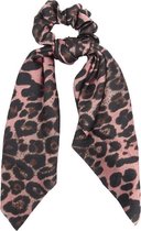 Scrunchie Haarelastiek Linten Panter Roze
