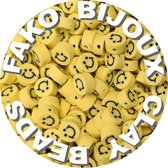 Fako Bijoux® - Klei Kralen Smiley / Emoji Geel - Figuurkralen - Polymeer Kralen - Kleikralen - 10mm - 100 Stuks