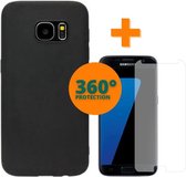 Samsung Galaxy S7 Front & Back Protection | 1x Samsung Galaxy S7 Screenprotector | 1x Samsung Galaxy S7 Zwarte Silicone case