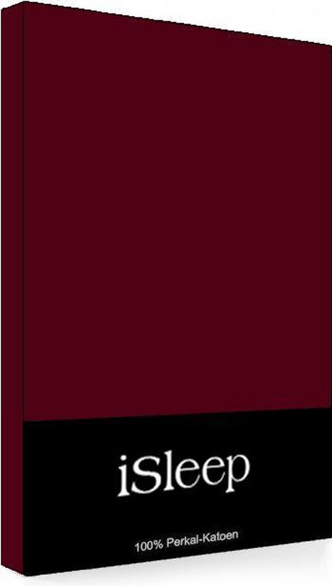 iSleep Perkal Hoeslaken - Tweepersoons - 160x200 cm - Bordeaux
