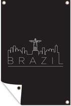 Muurdecoratie stadsaanzicht "Brazil" tegen een zwarte achtergrond - 120x180 cm - Tuinposter - Tuindoek - Buitenposter