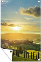 Coucher de soleil sur le paysage toscan affiche de jardin 60x90 cm - Toile de jardin / Toile d'extérieur / Peintures d'extérieur (décoration de jardin)