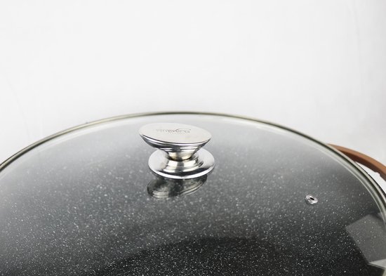 Wokpan met Glazen Deksel Ø 36 cm - Geschikt voor inductie - Zwart