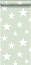 ESTAhome behang grote en kleine sterren mintgroen en wit - 128865 - 53 cm x 10.05 m