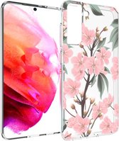 iMoshion Design voor de Samsung Galaxy S21 FE hoesje - Bloem - Roze / Groen