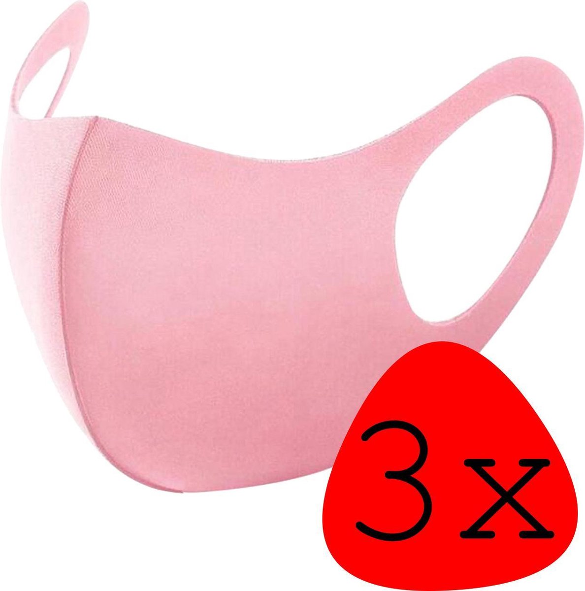 Wasbaar Mondkapje Roze Wasbaar Mondmasker Elastisch Mondkapjes - 3 stuks