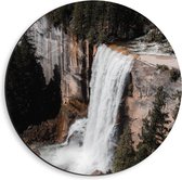 Dibond Wandcirkel - Hoge Waterval - 40x40cm Foto op Aluminium Wandcirkel (met ophangsysteem)