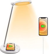Bureaulamp | LED | Draadloze Oplader | Touchbediening | 5 Helderheidsniveaus | Dimbaar | 5 Modi | Geheugenfunctie | USB