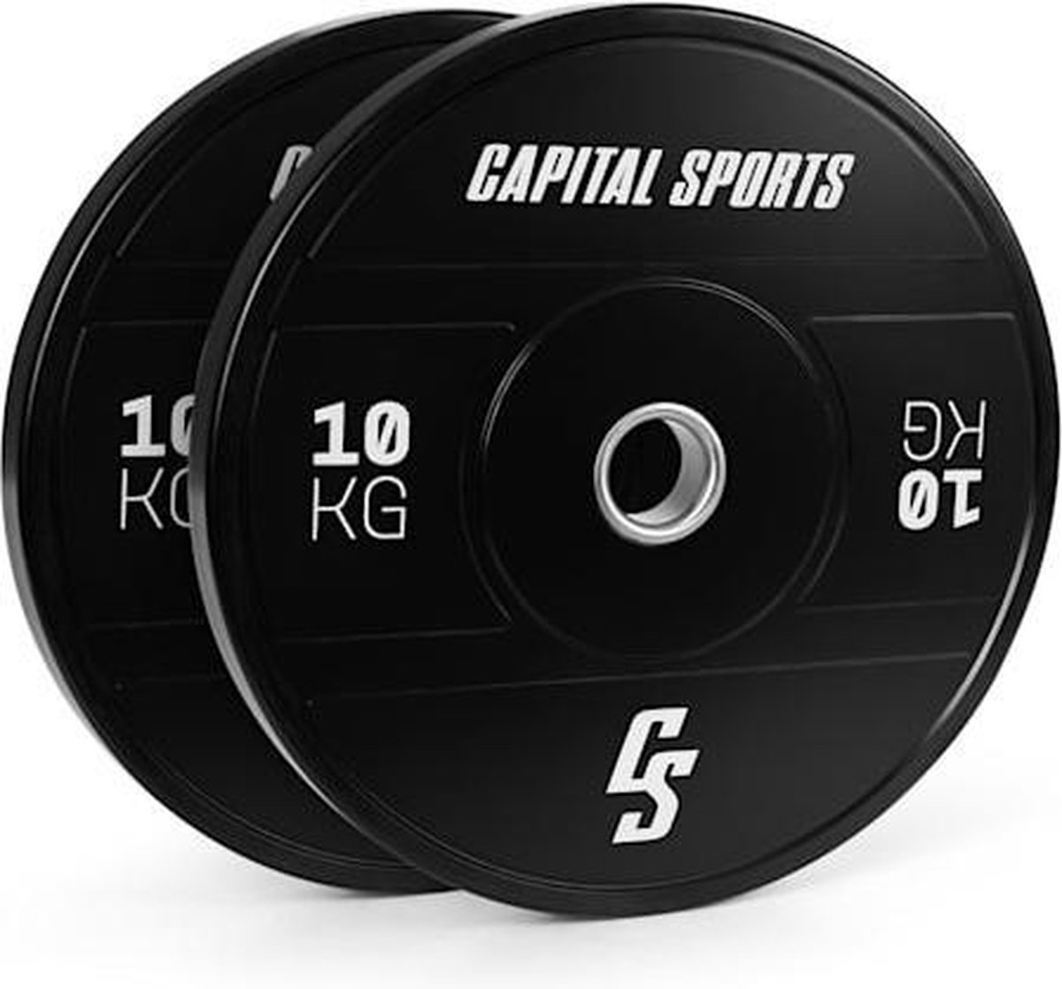 CAPITAL SPORTS Elongate 2020 gewichtsschijven - halterschijven - bumper plates 2 x 10kg - hard rubber - opening van 50,4 mm