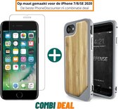 Fooniq Bamboe Hoesje Grijs + Transparant Screenprotector - Geschikt Voor Apple iPhone SE 2020