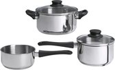 Ikea Pannenset set van 3 Glas Roestvrij staal 2.8l - 1.7l - 0.9l Inclusief deksel Kookpannenset met glazen deksel