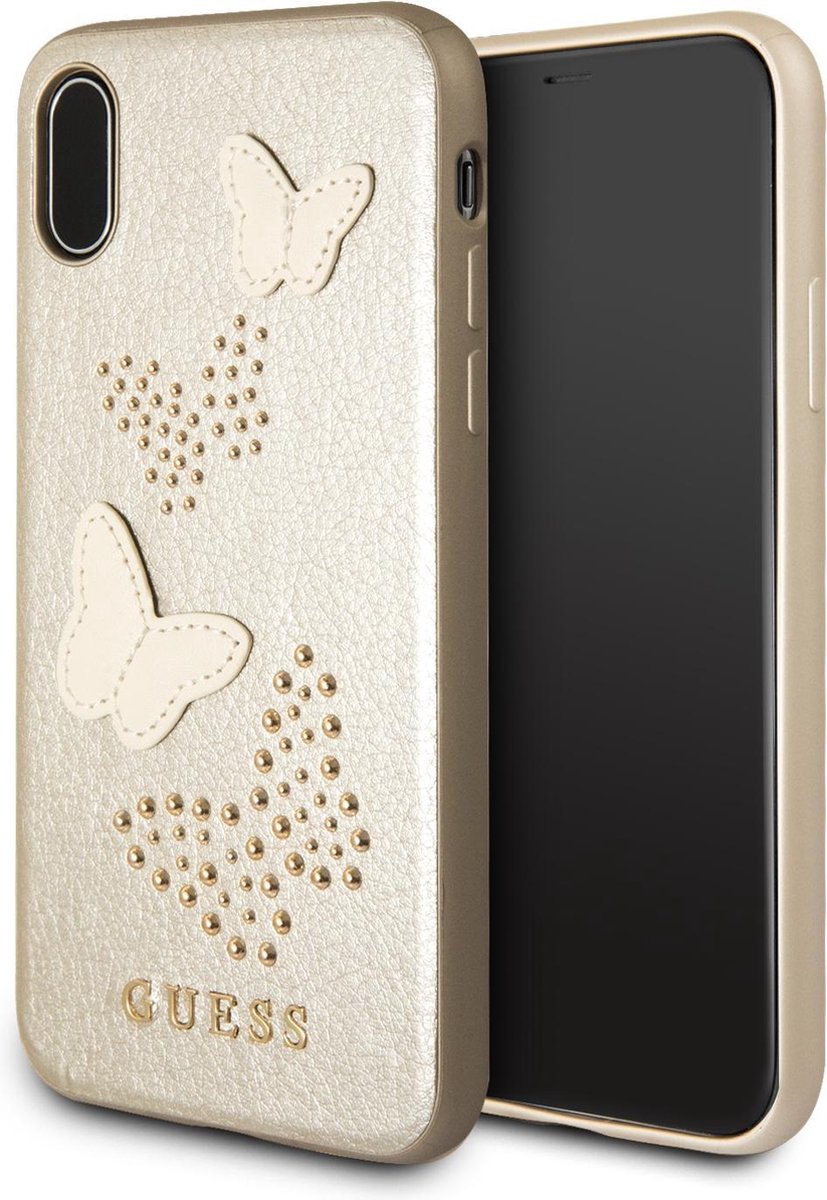 Guess Studs & Sparkle Design Hardcase Apple iPhone X/XS (5.8'') - Goud