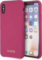 Guess Backcover Silicone layer voor iPhone X  / Xs - Fuchsia