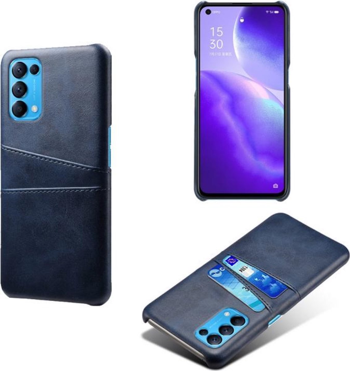 Back Cover met Opbergvakjes + PMMA Screenprotector voor OPPO Find X3 Lite _ Blauw