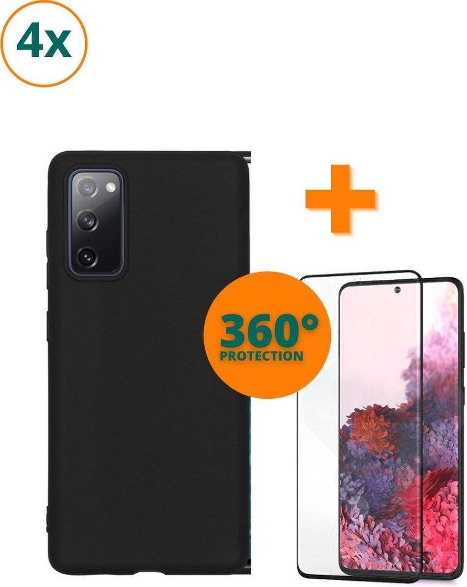 Fooniq Silicone Hoesje Zwart 4x + Screenprotector 4x - Geschikt Voor Samsung Galaxy S20