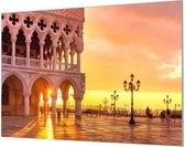 Wandpaneel San Marcoplein Venetie  | 210 x 140  CM | Zwart frame | Wand-beugels (27 mm)