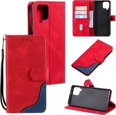 Voor Samsung Galaxy A12 5G Driekleurige Stiksels Kalf Textuur Horizontale Flip Lederen Case met Houder & Kaartsleuven & Portemonnee (Rood)