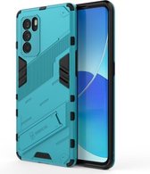 Voor OPPO Reno6 Pro 5G Punk Armor 2 in 1 PC + TPU schokbestendig hoesje met onzichtbare houder (blauw)