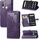 Voor ZTE Libero 5G Mandala Bloem Reliëf Horizontale Flip Lederen Case met Beugel/Kaartsleuf/Portemonnee/Lanyard (Paars)