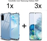 Samsung Galaxy S20 hoesje shock proof case transparant - 3x Samsung Galaxy S20 screenprotector uv
