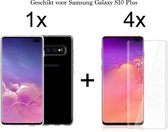 Samsung Galaxy S10 Plus hoesje siliconen case transparant - 4x Samsung Galaxy S10 Plus screenprotector uv