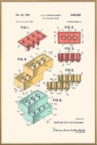 JUNIQE - Poster met kunststof lijst Legoblokje - Patentopdruk - Kleur