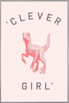 JUNIQE - Poster met kunststof lijst Clever Girl -13x18 /Roze