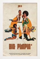 JUNIQE - Poster in houten lijst Big Pimpin -40x60 /Blauw & Rood