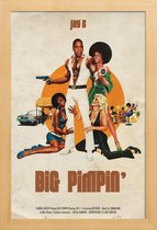 JUNIQE - Poster in houten lijst Big Pimpin -20x30 /Blauw & Rood