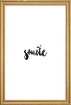 JUNIQE - Poster met houten lijst Smile -30x45 /Wit & Zwart