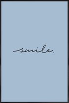 JUNIQE - Poster met kunststof lijst Smile -13x18 /Blauw