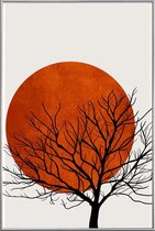 JUNIQE - Poster met kunststof lijst Winter Sunset -40x60 /Rood & Zwart