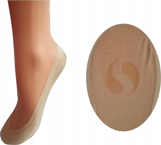 2 pack Sesto-Senso dames ballerina sokjes beige met siliconen antislip, maat 39-42 - Sesto senso