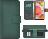 Hoesje Samsung Galaxy A42 - Bookcase - Samsung A42 Wallet Book Case Echt Leer Groen Cover