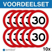 Simbol - Voordeelset van 10 Stuks - Stickers 30 km - Maximaal 30 km/u - Duurzame Kwaliteit - Formaat ø 10 cm. - Formaat