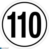 Simbol - Stickers Tempo 110 km - Tempostickers Maximaal 110 km - Duurzame Kwaliteit - Formaat ø 10 cm.