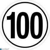 Simbol - Stickers Tempo 100 km - Tempostickers Maximaal 100 km - Caravan - Camper - Duurzame Kwaliteit - Formaat ø 20 cm.