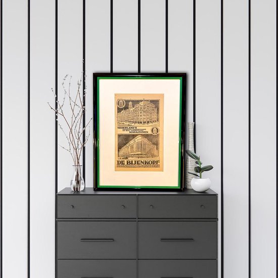 Publicité Vintage De Bijenkorf | Édition originale de 1928 | Dans un cadre robuste avec passe-partout et Glas.
