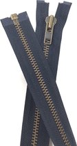 YKK rits, Deelbare rits Donkerblauw oud messing (brons)65 cm (maat 8)