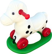 Akar Toys - Rocking Horse  – Speelgoed/ Speelgoed 2 Jaar – Hobbelpaard / Hobbeldier / Schommelpaard - Wit/Groen/Rood – 49x57cm